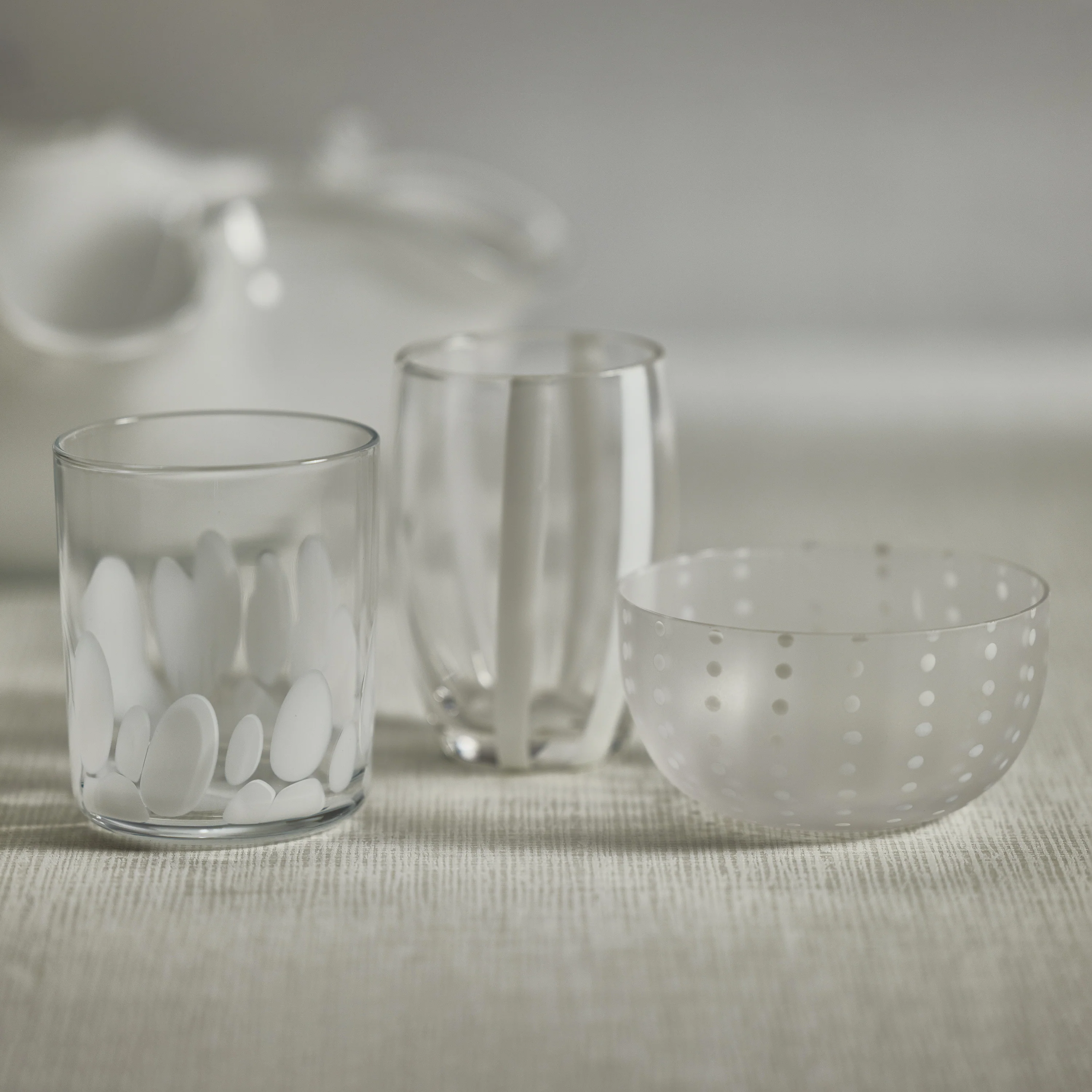 Portofino White Dot Condiment Frosted Glass Bowls (Set of 4) - Image 4