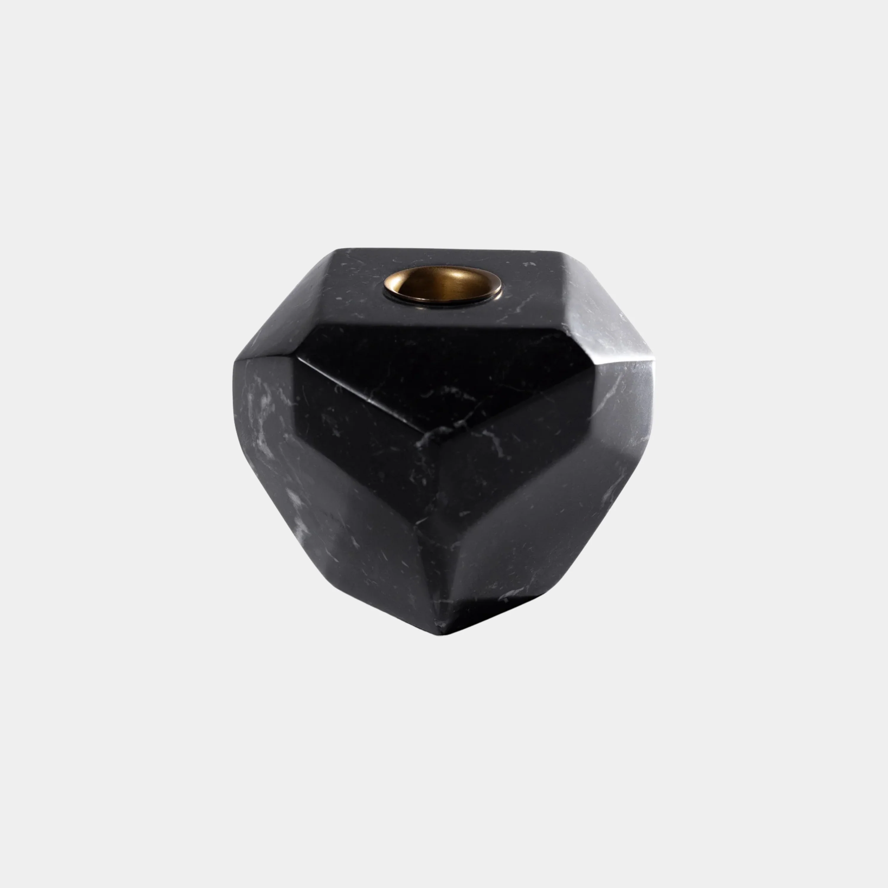 Pentagon Marble Taper Candle Holder, Black