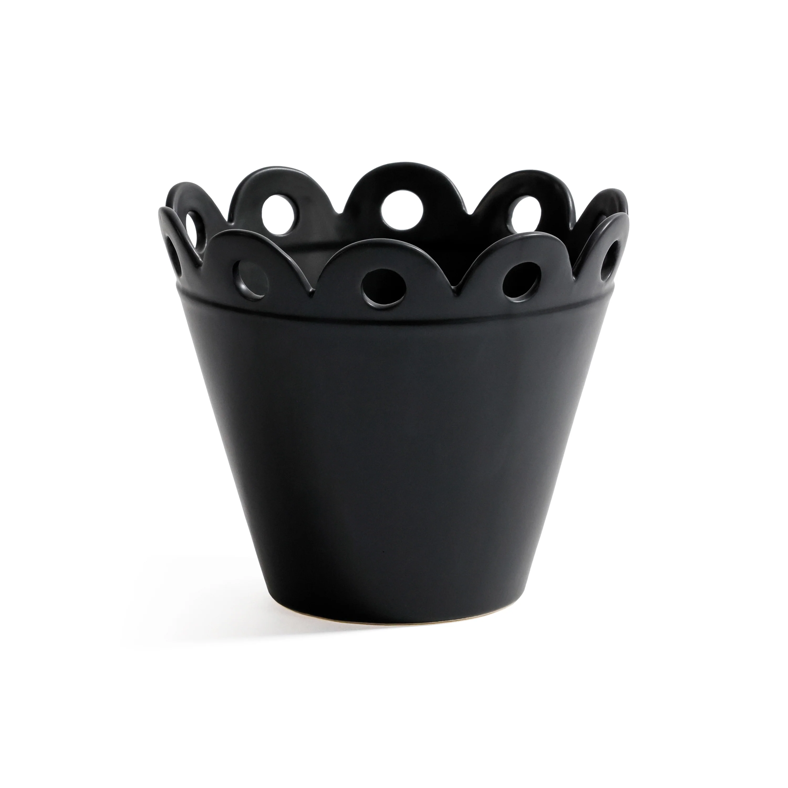 Petal Rim Flower Pot - Black - Large