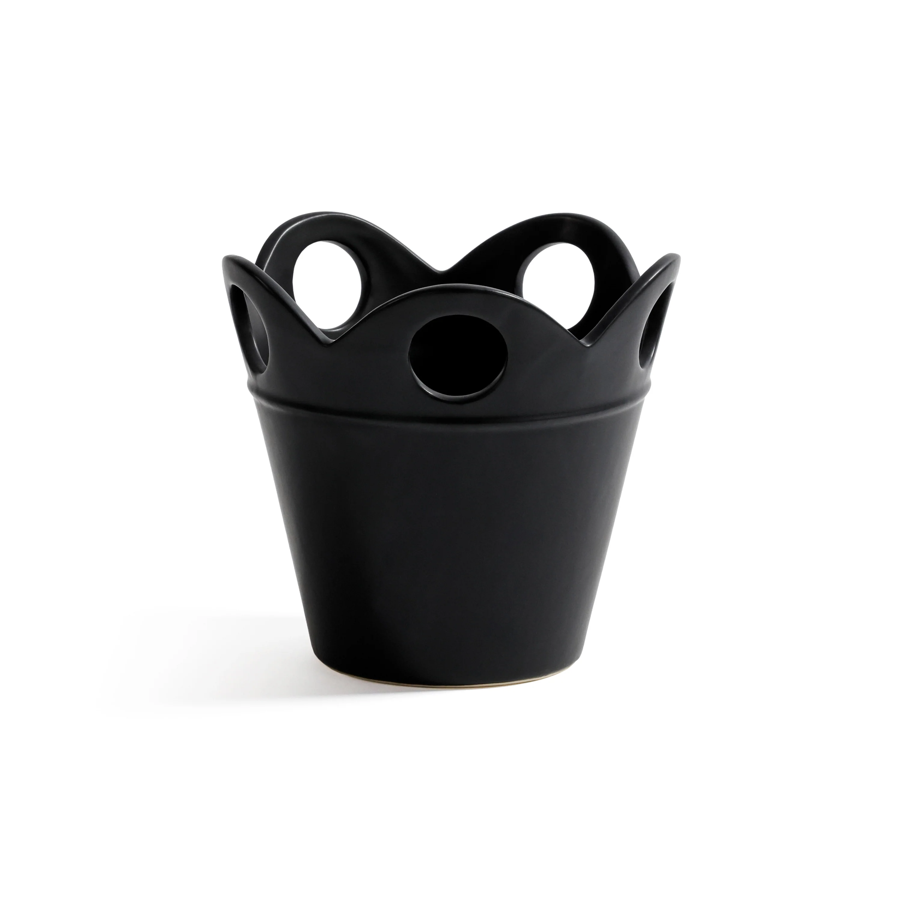 Petal Rim Flower Pot - Black - Small