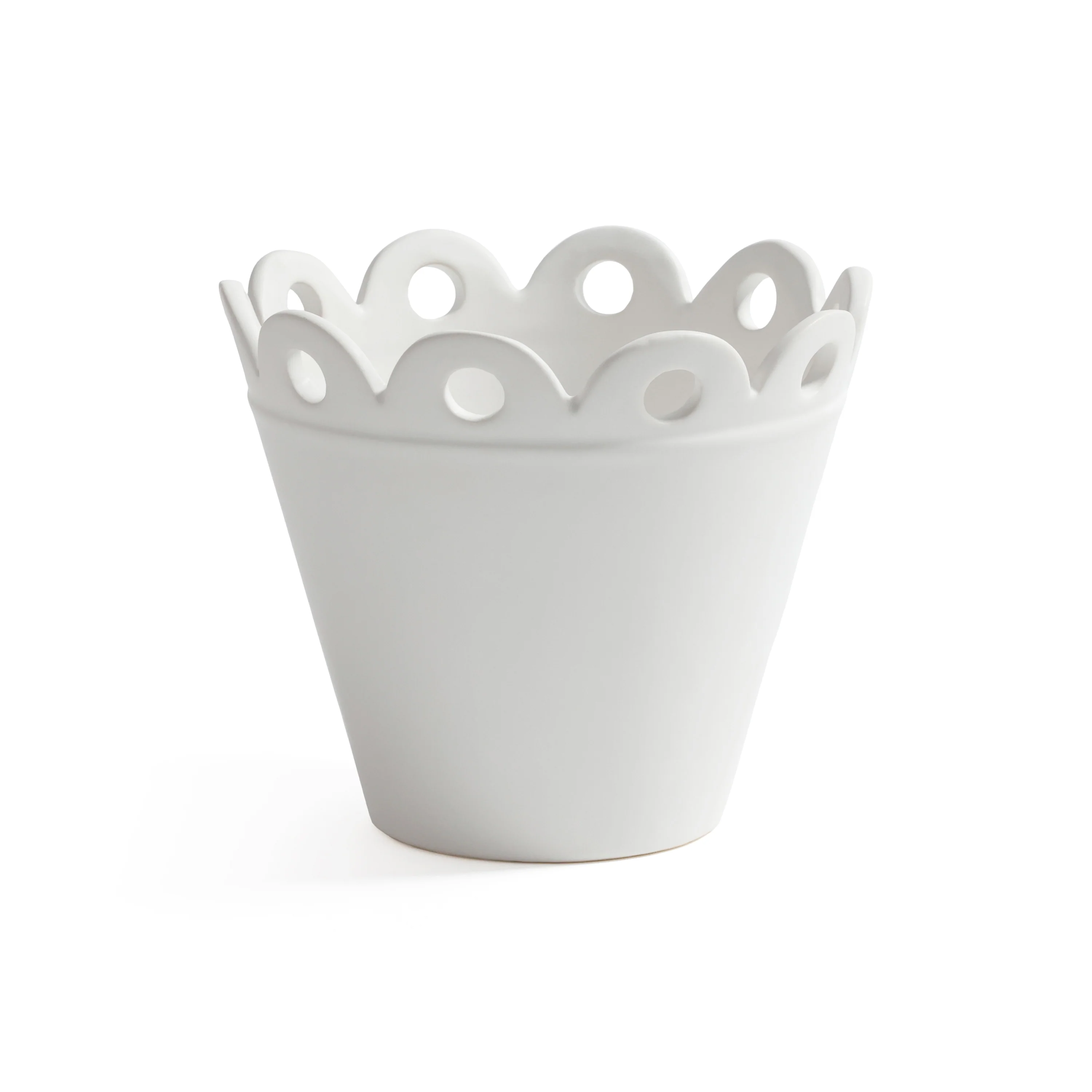 Petal Rim Flower Pot - White - Large