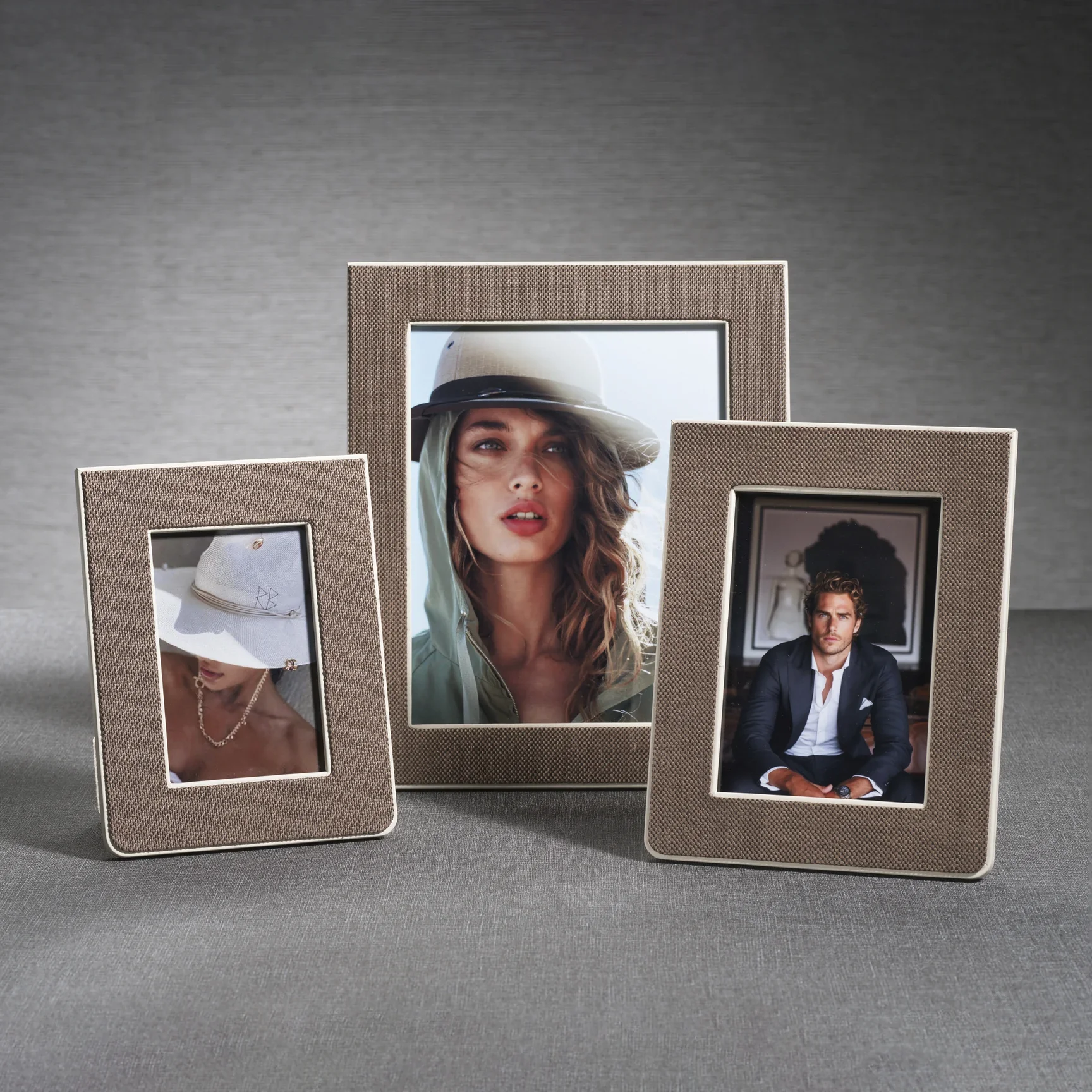 Raffia Over Nappa Cream Leather Photo Frame, 8x10 - Image 3