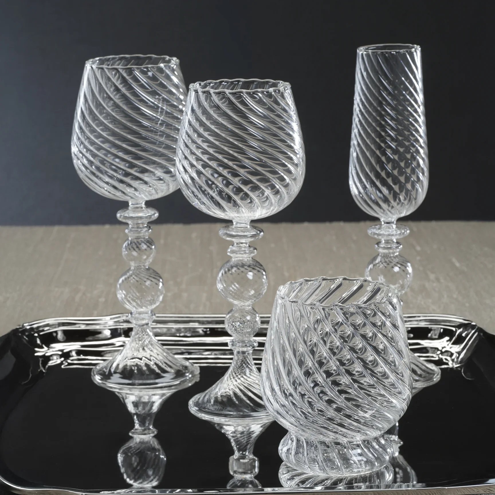 Rialto Twisted Optic Champagne Glasses, Set of 4 - Image 3