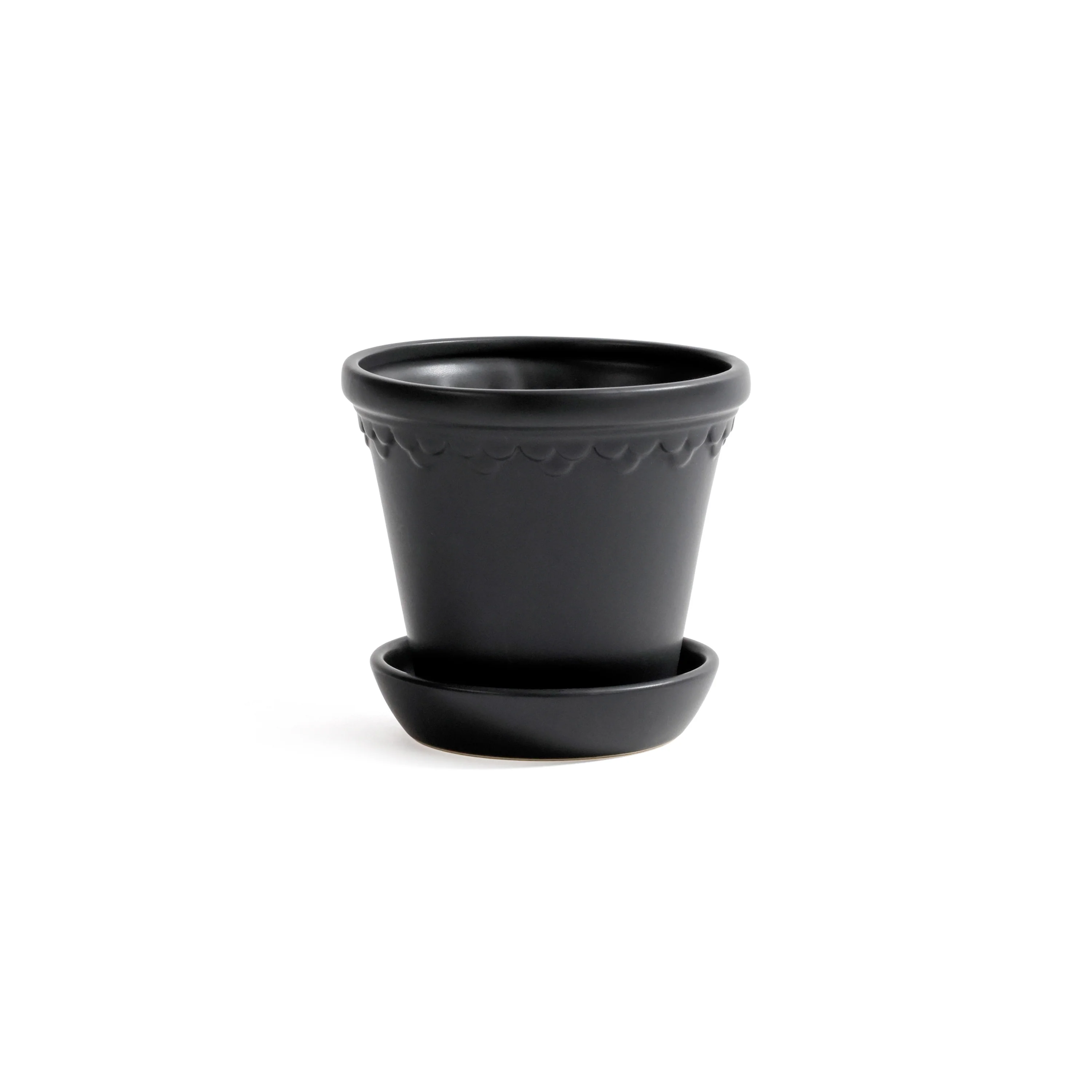 San Ysidro Flower Pot with Saucer - Black