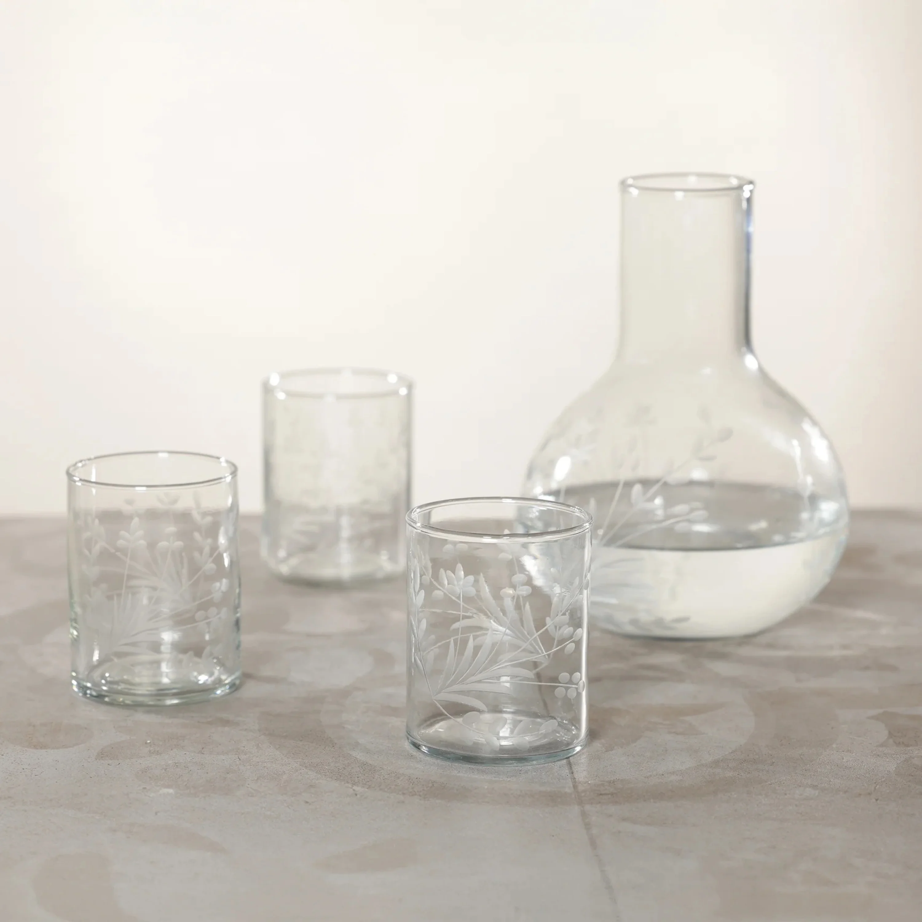 Shiraz Tumblers (Set of 6) - Etched Flower Design