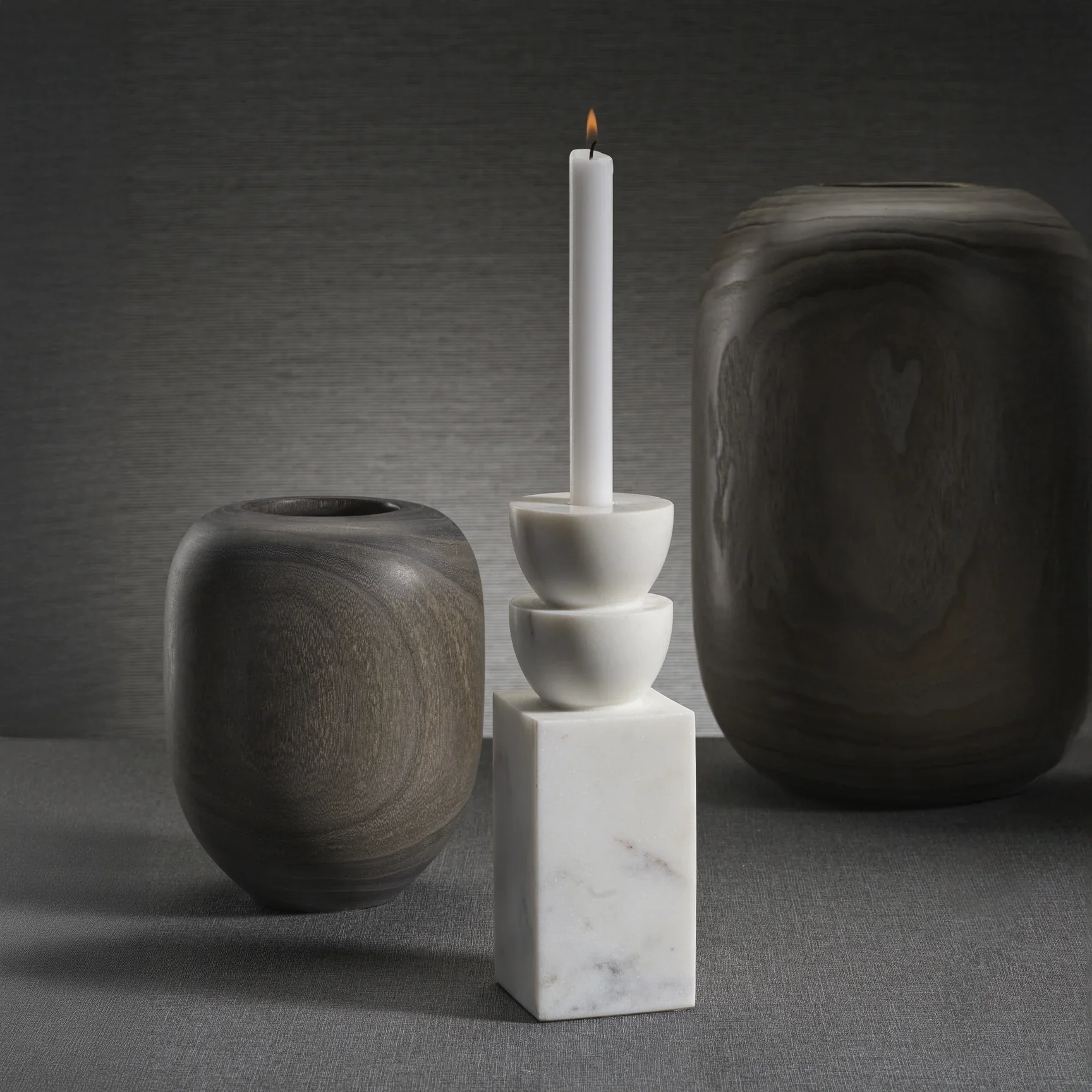 Stacked Design Marble Taper Candle Holder - Image 2