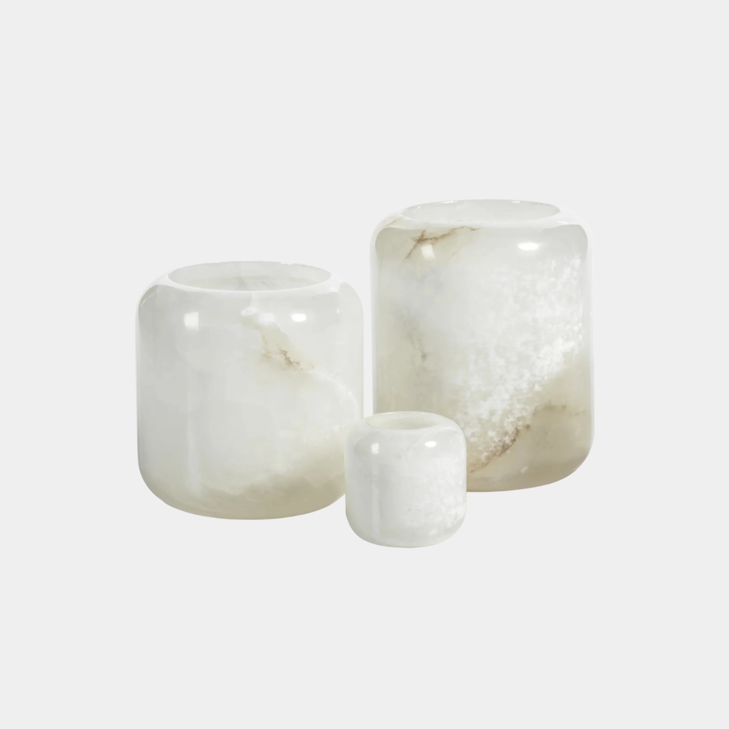 Teran Polished Alabaster Stone Candle Holder/ Vase, Extra Large - Image 2