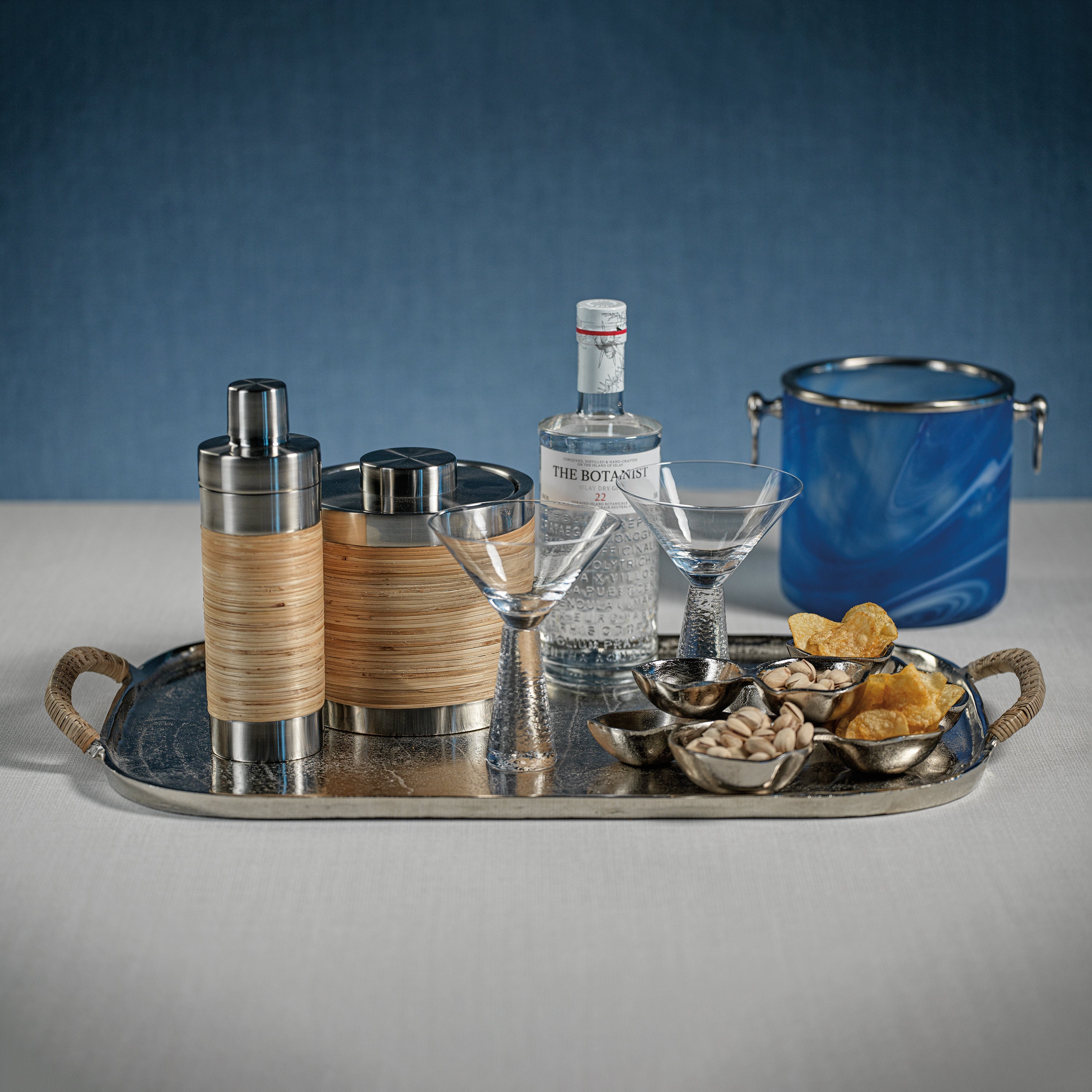 Palmae Rattan and Matt Steel Cocktail Shaker - Image 3
