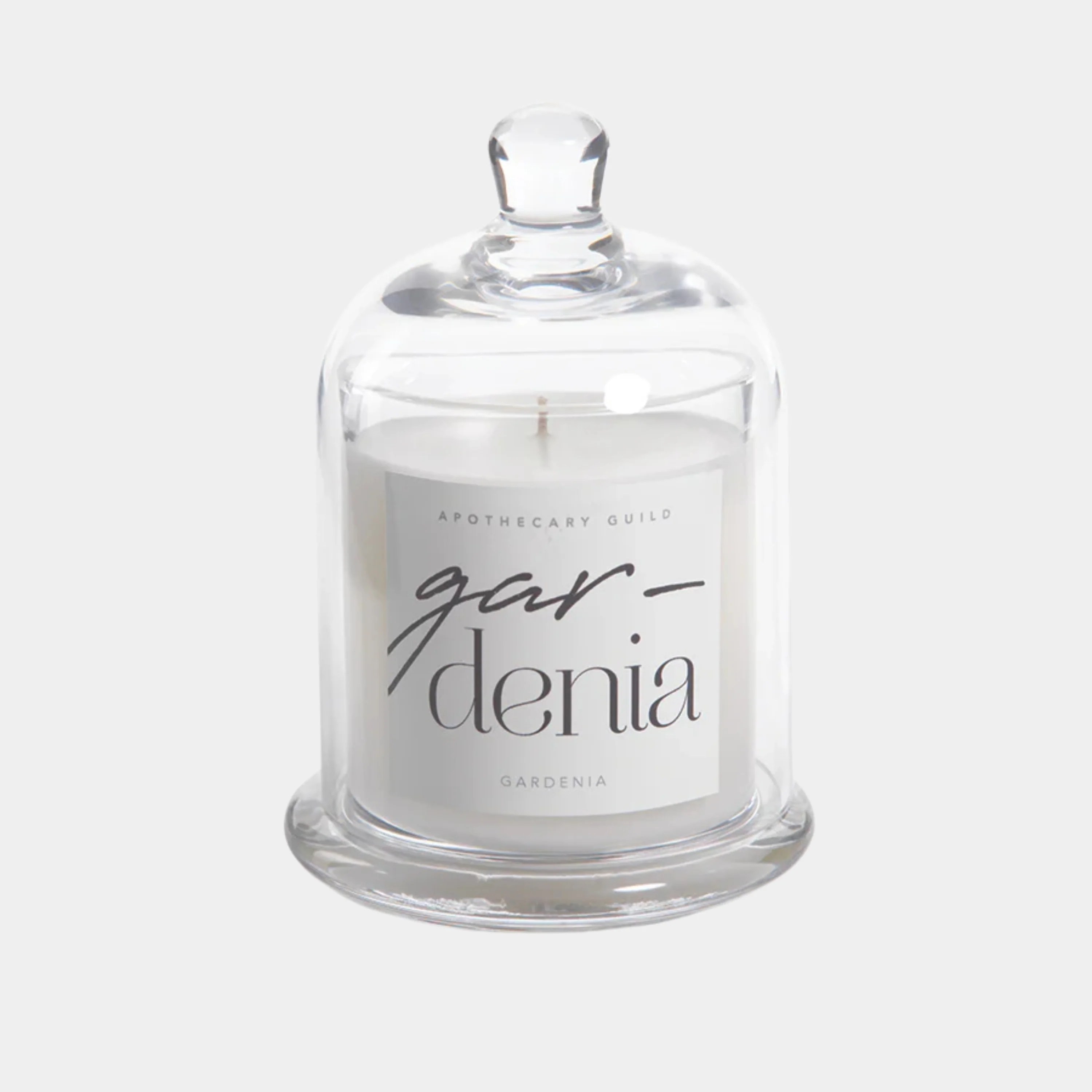Gardenia Scented Candle Jar with Glass Dome