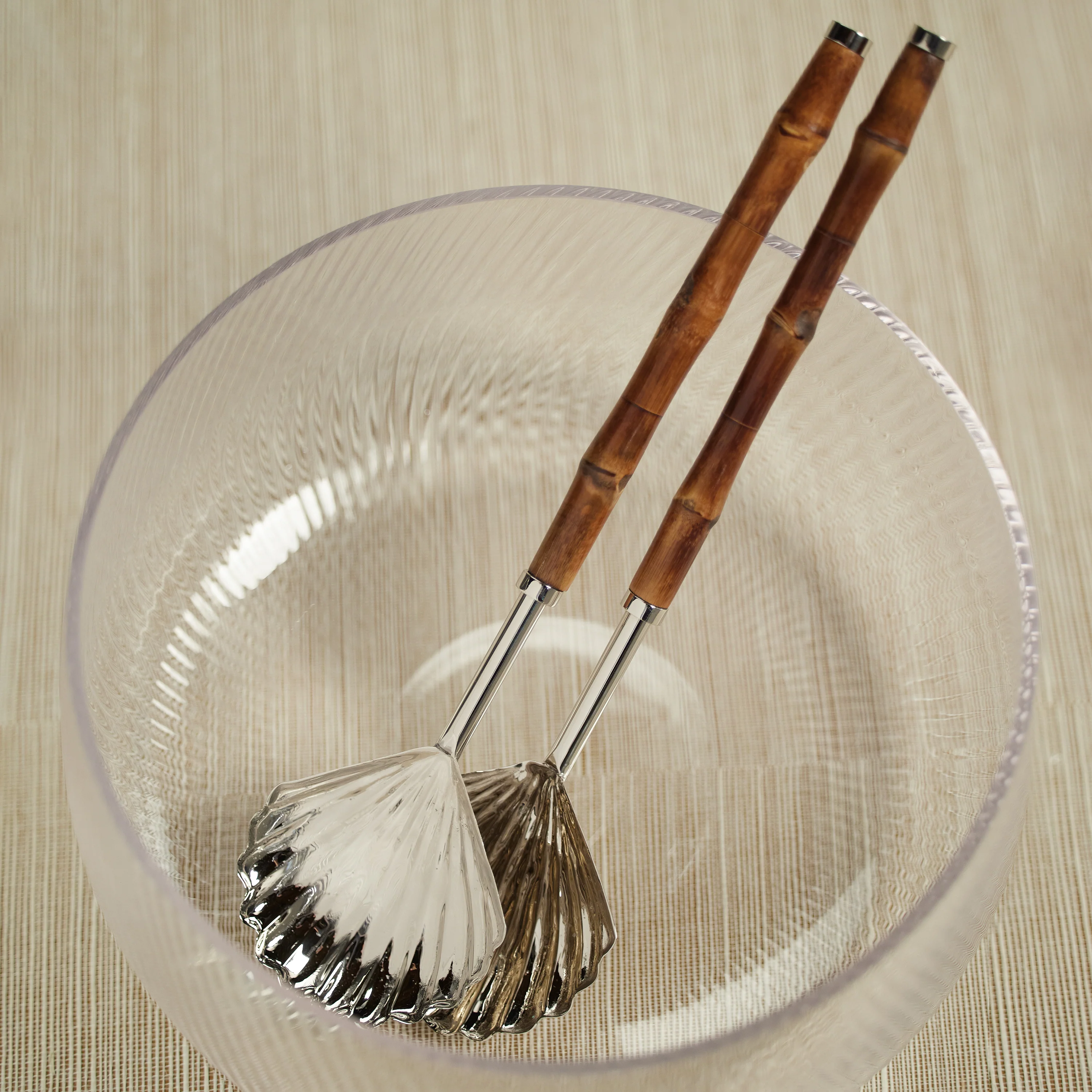 The Colony Bamboo and Nickel Server Set - Image 4