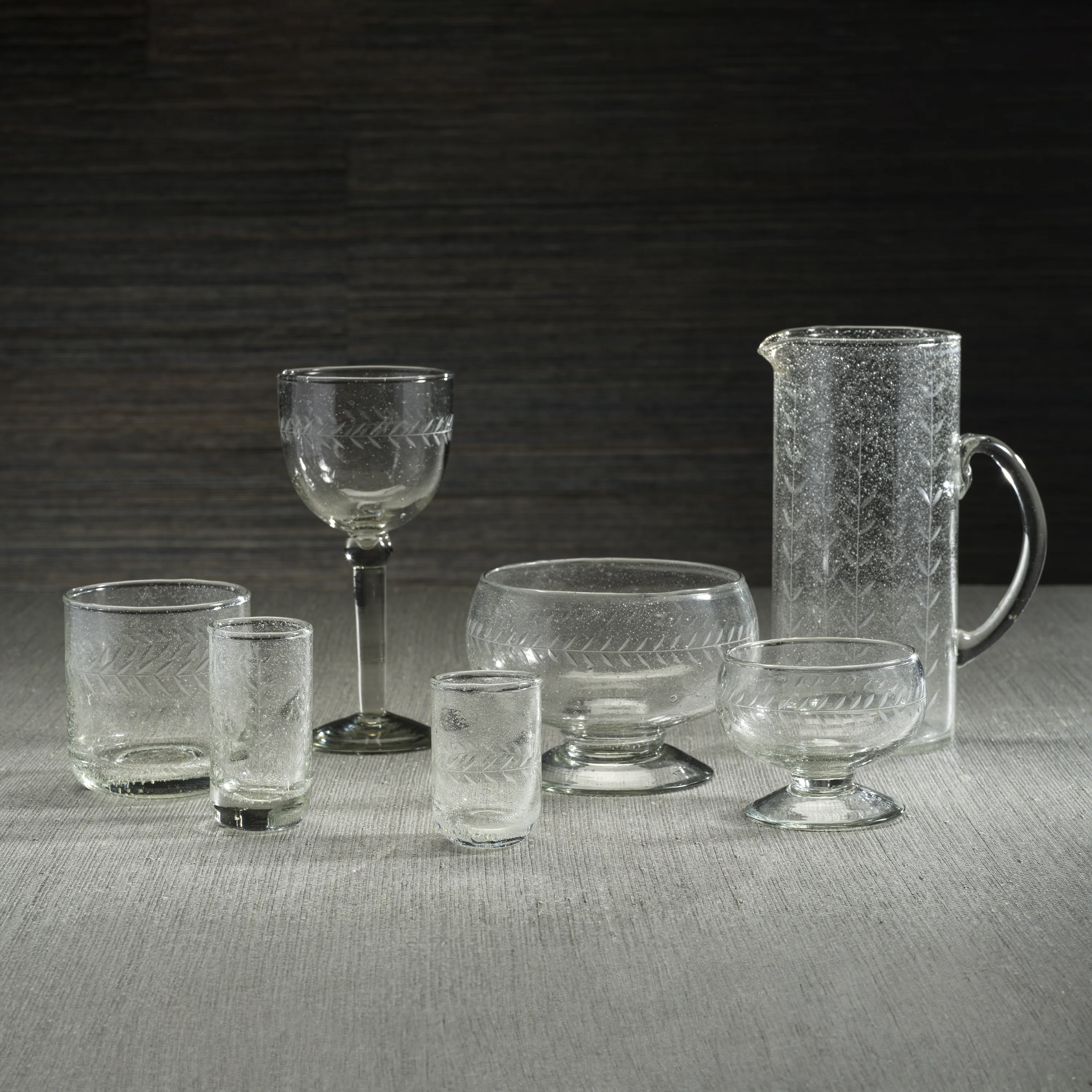 Tuscan 2-Piece Set Handmade Etched Condiment Glass Bowls - Image 5