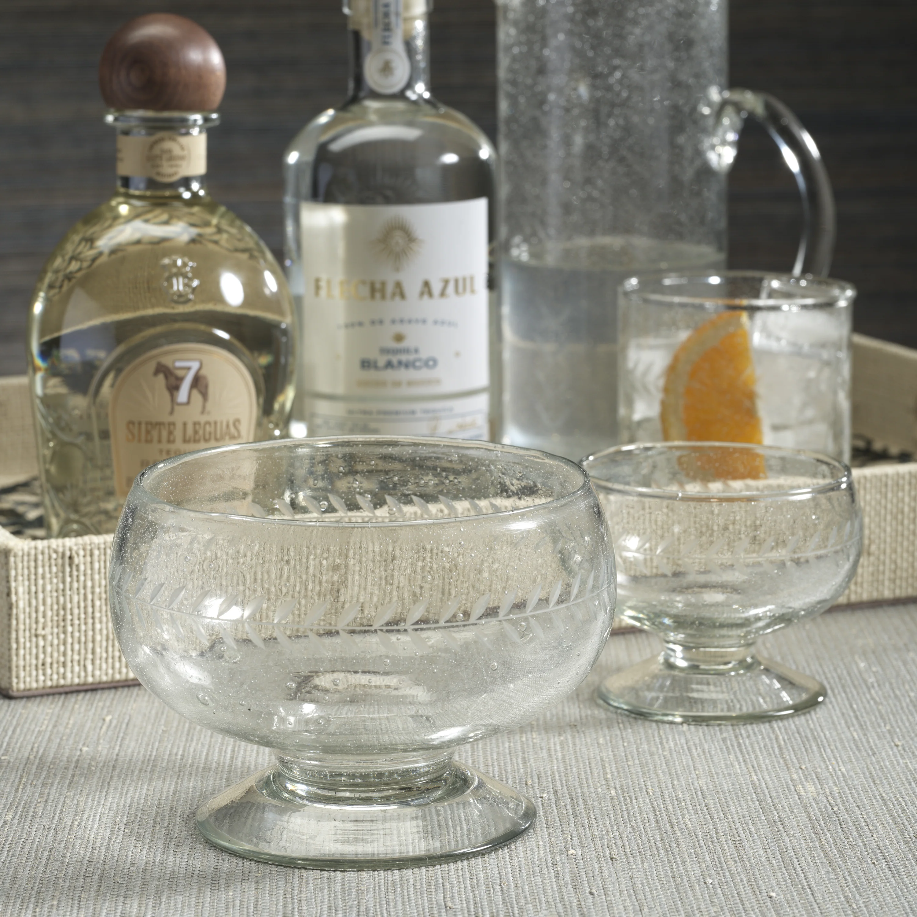 Tuscan 2-Piece Set Handmade Etched Condiment Glass Bowls - Image 7
