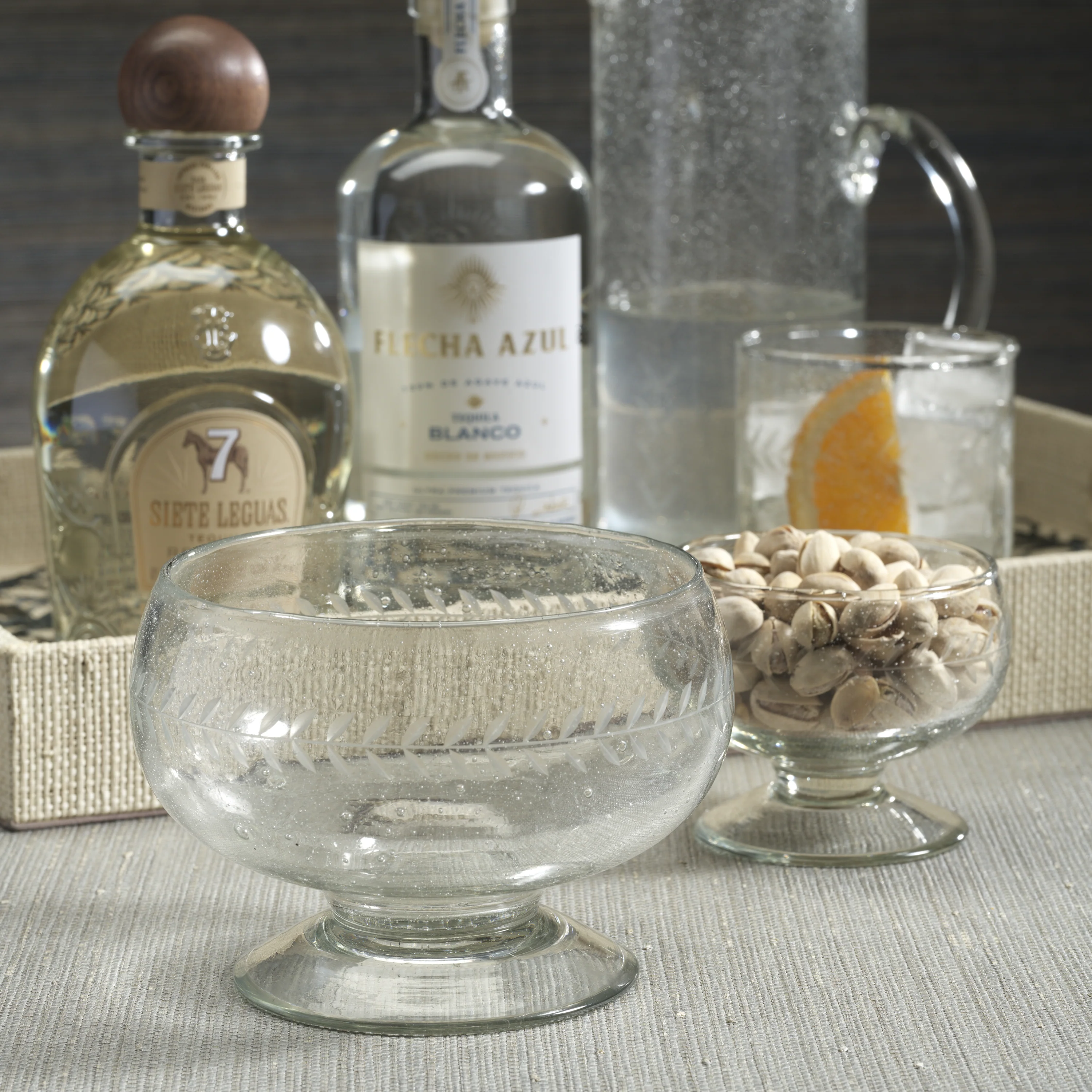 Tuscan 2-Piece Set Handmade Etched Condiment Glass Bowls - Image 8
