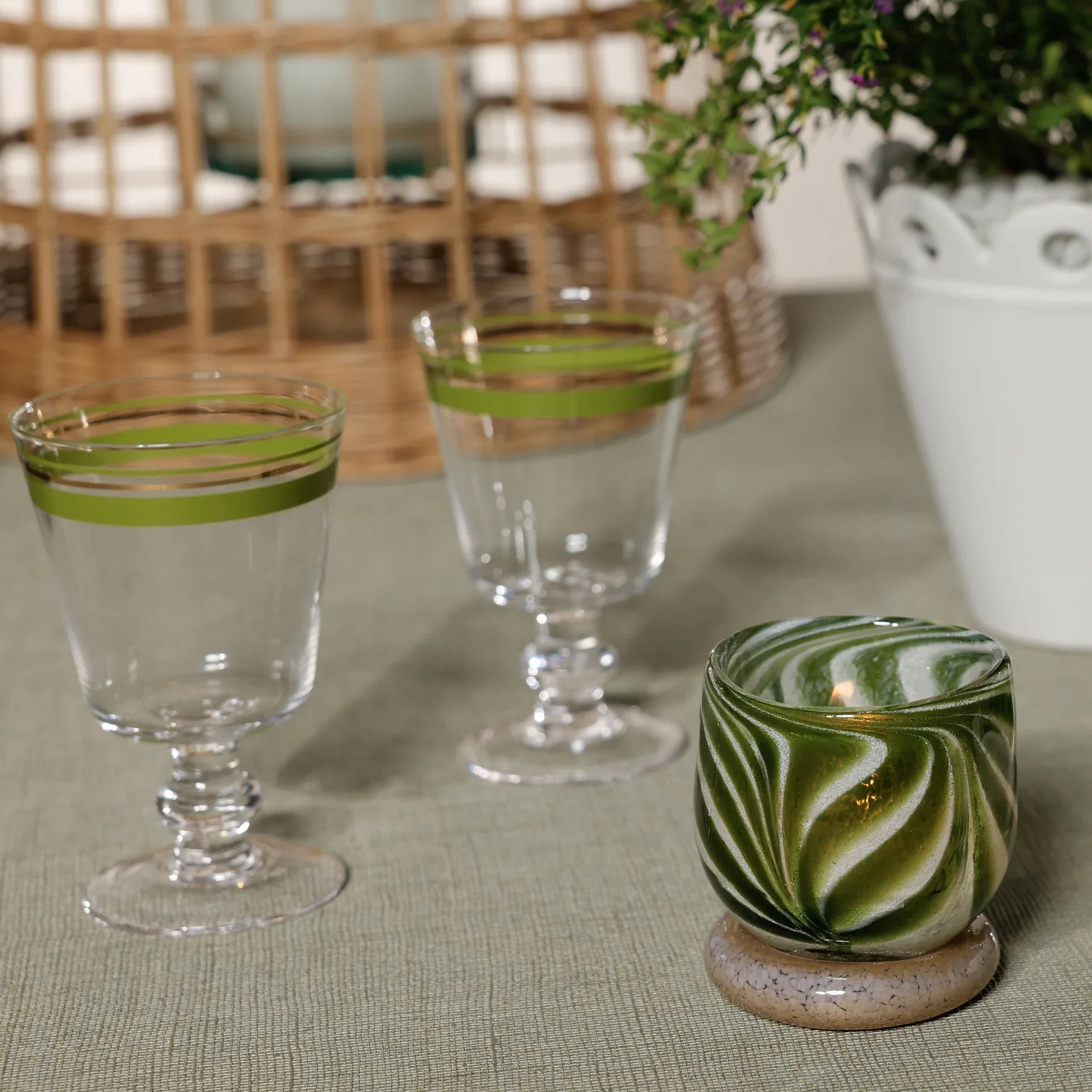 Venezia Colored Tealight Holder - Garden Green - Image 3