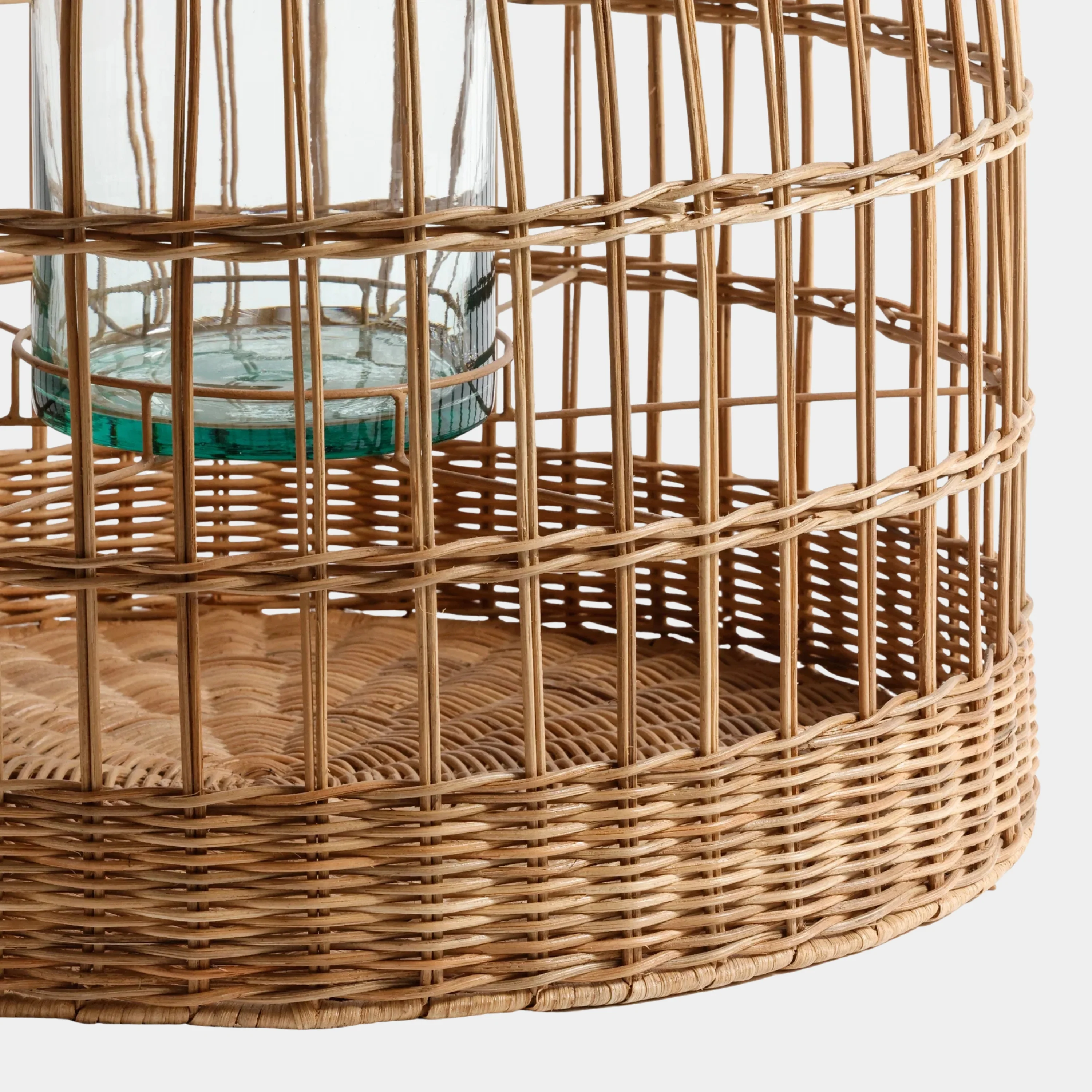 Veranda Rattan Lantern with Glass Hurricane - 34 in - Image 3