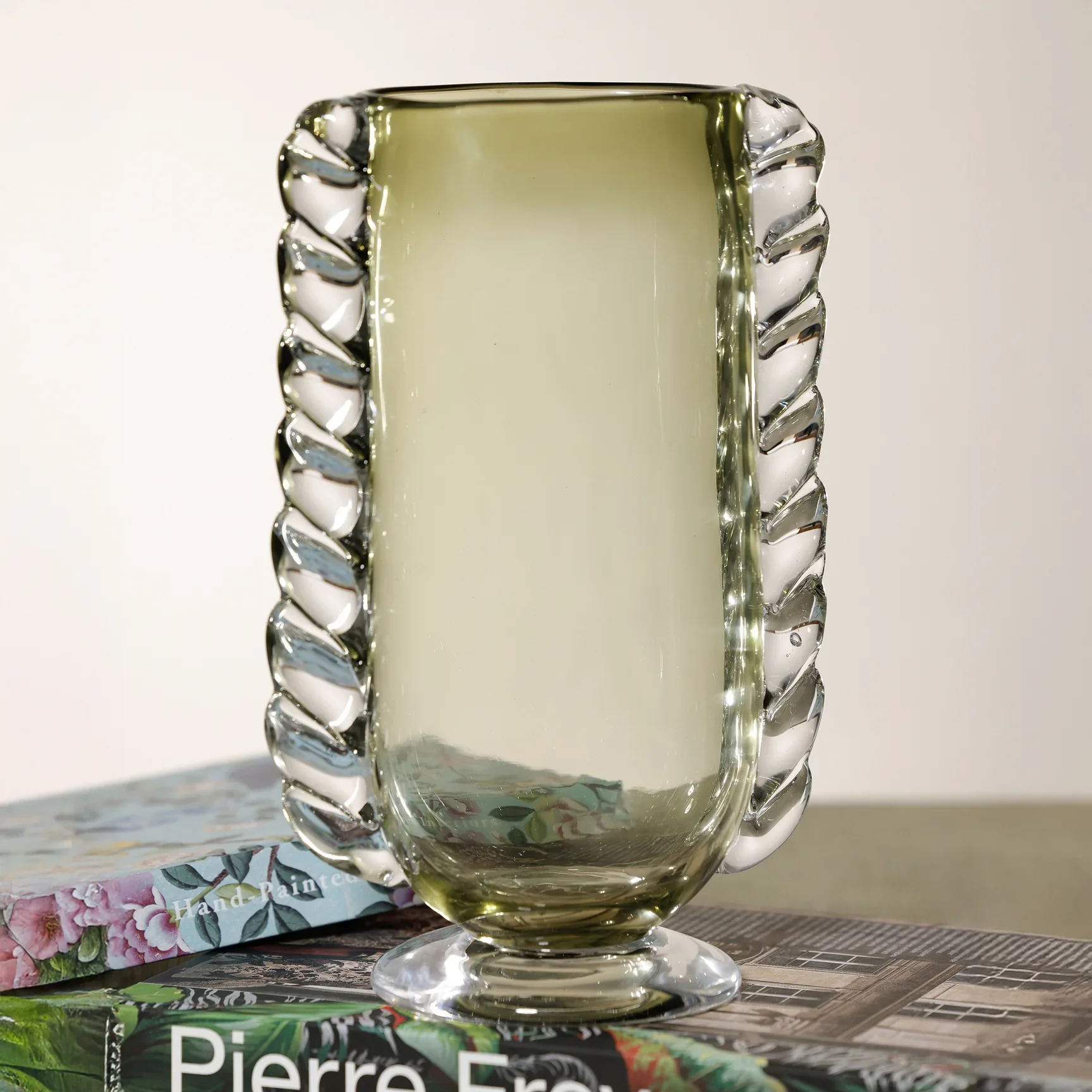 Vintage Braided Glass Vase in Green - Image 4